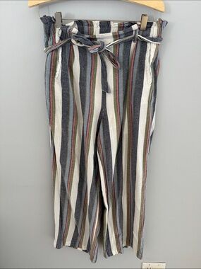 Striped Tie-Waist Woman’s Pants in Multi-Color